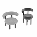 Gray Fabric Accent Chair With Round Seat Curved Backrest Black Legs And Modern Design