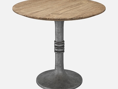 American coffee table solid wood French bar coffee shop western restaurant small round table side table retro distressed old elm pine 3d model