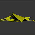 Green And Yellow Pterosaur With Large Wings 3D Rendered On Black Background With Reflection 3d model