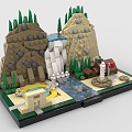 LEGO Toy Scene Yellowstone Waterfall Pool 3d model