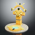 Golden Decorative Fountain Structure With Arched Top Eye Elements And Circular Water Basin