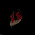 Traditional Sailing Boat With Red Sails And Wooden Hull Design