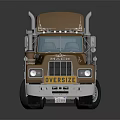 Brown Heavy Duty Semi Truck Trailer Loaded With Multiple Gray Cargo Containers
