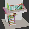 Modern Spiral Staircase Design With Wooden Steps Platform And Metal Railing