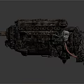 Vintage Rusty Weapon Engine With Piston Parts And Mechanical Components