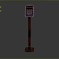 Modern Standing Equipment With Red And Black Body Control Panel And Display Screen