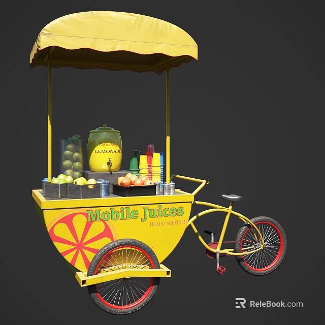 Mobile Juice Shop With Fresh Fruit And Bicycle Design In Mall 3d model 