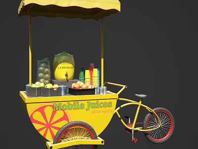 Mobile Juice Shop With Fresh Fruit And Bicycle Design In Mall 3d model