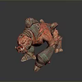 Armored Mechanical Creature With Red Green Details In Sci Fi Fantasy Design