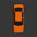 Orange Vintage Sedan With Gold Wheels And Reflective Surface On Dark Background