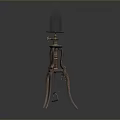 Vintage Floor Lamp Featuring Black Shade And Elegant Wooden Carved Tripod Base