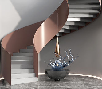 Modern revolving staircase sculpture ornaments 3d model