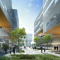 Modern Industrial Factory Complex With Green Roofs And Landscaped Surrounding Roads