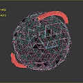 Ancient Fragmented Sphere With Glowing Blue Geometric Patterns And Tentacle Like Appendages