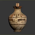 Traditional Ancient Greek Terracotta Jug With Geometric Patterns And Animal Motifs