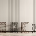 Modern Side Tables With Geometric Pattern Metal Frames And Round Tops 3d model