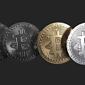 Golden And Silver Bitcoin Coins Decorative Ornament Set For Home Decor