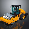 Yellow Road Roller With Cab And Vibratory Drum