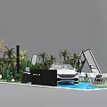 Modern Commercial Exhibition Equipment For Car Display Booth With Green Plants Setup