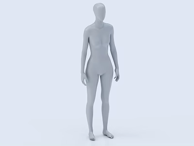 Gray Full Body Human Mannequin in Standing Pose with Light Blue Background 3d model