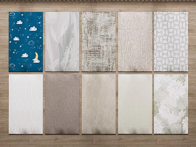 Various Square Rugs Showcasing Different Patterns Like Cloud Moon Floral and Geometric Designs 3d model