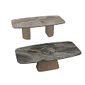 Elegant Modern Dining Table With Rectangular Marble Top And Wooden Conical Legs Design