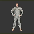Realistic Game and Movie Character Male in Military Uniform Standing Pose with Hands on Hips