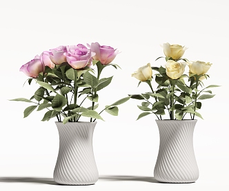 Modern Vase Flower Rose 3d model