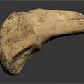 Ancient Terracotta Bird Head Sculpture With Handcrafted Texture And Earthy Archaeological Style