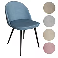 Blue Velvet Upholstered Accent Chair with Black Tapered Legs and Multiple Color Options