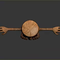 Wooden Decorative Household Item With Anthropomorphic Design Cartoon Face Big Eyes Arms And Legs