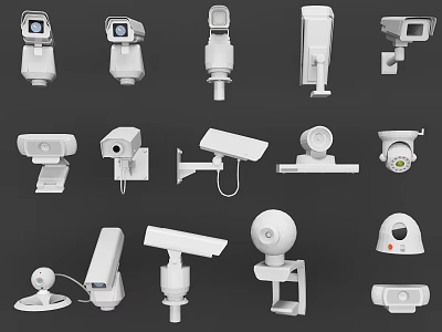 Surveillance Cameras With Various Styles Including Dome Bullet And Wall Mount Designs 3d model