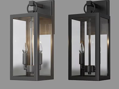 Elegant Modern Wall Sconces with Black Frame and Clear Glass Shades Design 3d model