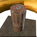 Cylindrical Building Structure With Brick Walls Decorative Metal Strips And Circular Top