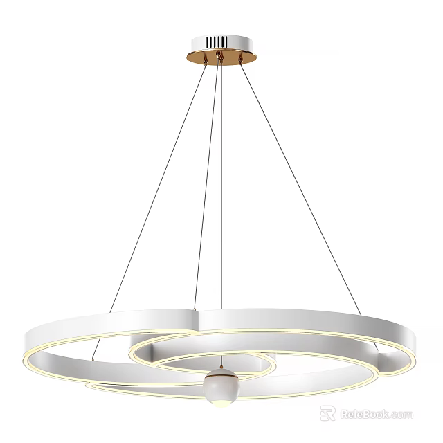 Modern Circular Ring Chandelier With LED Light Strips And Wooden Ceiling Mount 3d model
