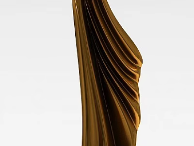 Intricate Golden Carved Drapery Featuring Soft Folds on White Background 3d model