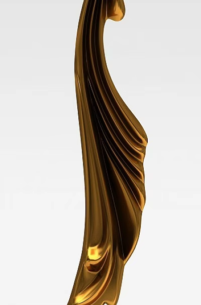 Intricate Golden Carved Drapery Featuring Soft Folds on White Background 3d model