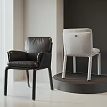 Black Leather and White Fabric Single Chair Modern Sleek Design in Minimalist Interior