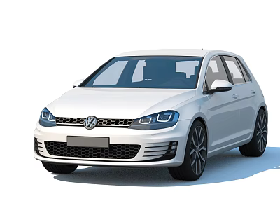 White Volkswagen Golf Hatchback With Sporty Design And Black Alloy Wheels 3d model