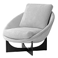 Modern Light Gray Single Sofa With Fabric Cushion And Sleek Black Base 3d model