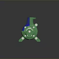 Green And Blue Industrial Mechanical Device With Transparent Casing And Rotary Components