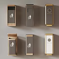Modern Trash Bins With Various Color Finishes And Recycling Icons