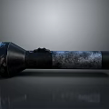 Vintage Black Flashlight With Metallic Body And Worn Texture On Smooth Surface
