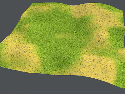 3D Model Of Undulating Terrain With Green Grass And Yellow Sand 3d model