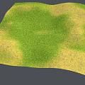3D Model Of Undulating Terrain With Green Grass And Yellow Sand
