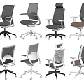 Multiple Modern Office Chairs Featuring Mesh Backrest And Adjustable Swivel Bases
