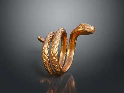 Golden Coiled Snake Shaped Ring With Shiny Surface And Intricate Reptile Design 3d model Golden Coiled Snake Shaped Ring With Shiny Surface And Intricate Reptile Design 3d model