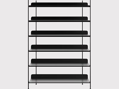 Shower Sauna Space Featuring Black Multi Layer Six Tier Metal Frame Shelf Light Background 3d model