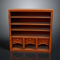 Classic Wooden Decorative Cabinet With Open Shelves Three Drawers And Storage Design