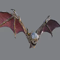 Mythical Bat With Metallic Purple Wings And Skull Head In Flight